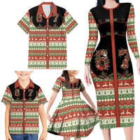 Western Yoke Family Matching Long Sleeve Bodycon Dress and Hawaiian Shirt Funny Six Seven Christmas - Wonder Print Shop
