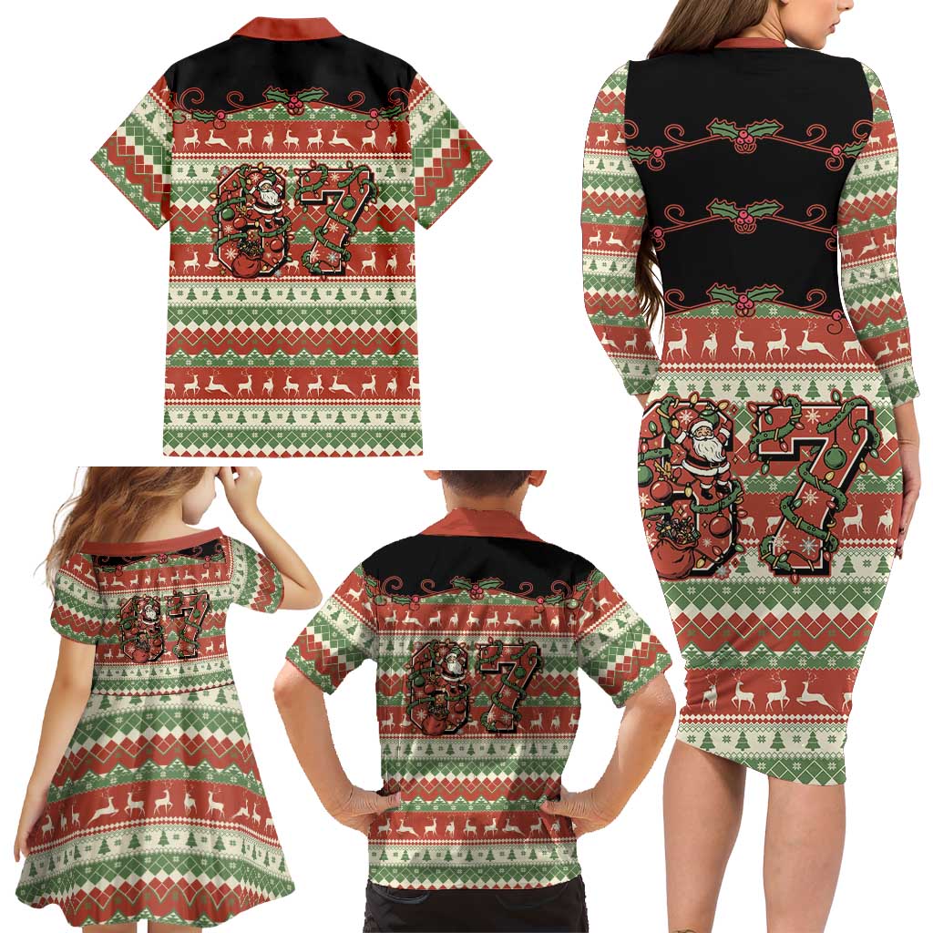 Western Yoke Family Matching Long Sleeve Bodycon Dress and Hawaiian Shirt Funny Six Seven Christmas - Wonder Print Shop