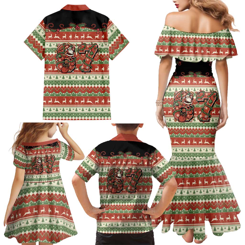Western Yoke Family Matching Mermaid Dress and Hawaiian Shirt Funny Six Seven Christmas - Wonder Print Shop
