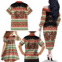 Western Yoke Family Matching Off The Shoulder Long Sleeve Dress and Hawaiian Shirt Funny Six Seven Christmas - Wonder Print Shop