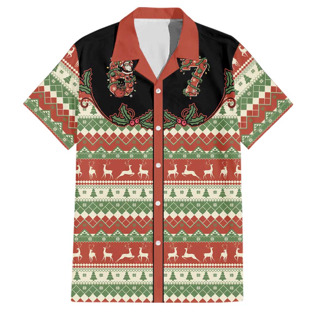 Western Yoke Family Matching Off The Shoulder Long Sleeve Dress and Hawaiian Shirt Funny Six Seven Christmas - Wonder Print Shop