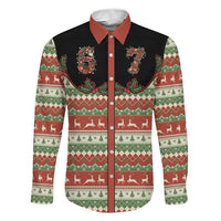 Western Yoke Family Matching Off The Shoulder Long Sleeve Dress and Hawaiian Shirt Funny Six Seven Christmas - Wonder Print Shop