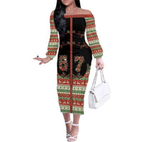 Western Yoke Family Matching Off The Shoulder Long Sleeve Dress and Hawaiian Shirt Funny Six Seven Christmas - Wonder Print Shop