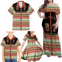 Western Yoke Family Matching Off Shoulder Maxi Dress and Hawaiian Shirt Funny Six Seven Christmas - Wonder Print Shop