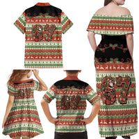 Western Yoke Family Matching Off Shoulder Maxi Dress and Hawaiian Shirt Funny Six Seven Christmas - Wonder Print Shop