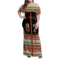 Western Yoke Family Matching Off Shoulder Maxi Dress and Hawaiian Shirt Funny Six Seven Christmas - Wonder Print Shop