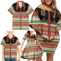 Western Yoke Family Matching Off Shoulder Short Dress and Hawaiian Shirt Funny Six Seven Christmas - Wonder Print Shop