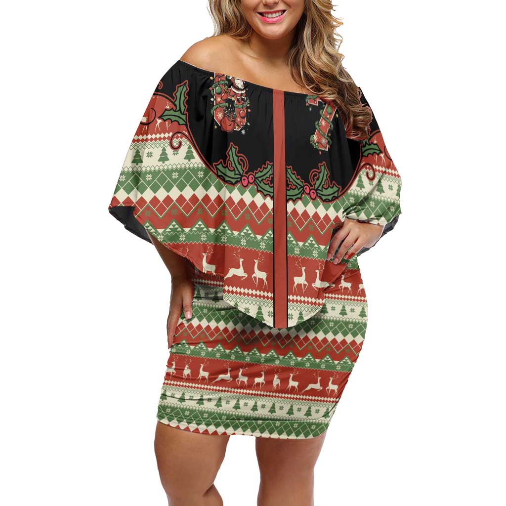 Western Yoke Family Matching Off Shoulder Short Dress and Hawaiian Shirt Funny Six Seven Christmas - Wonder Print Shop