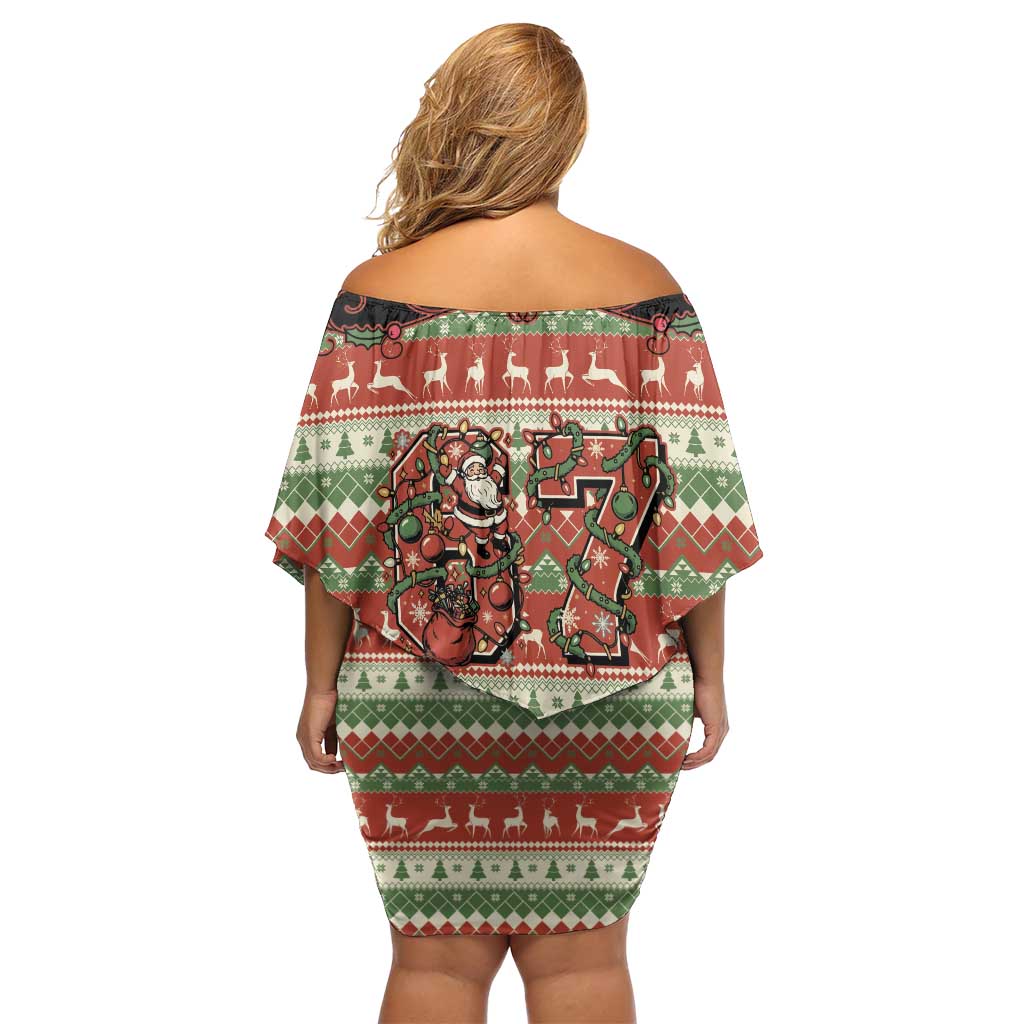 Western Yoke Family Matching Off Shoulder Short Dress and Hawaiian Shirt Funny Six Seven Christmas - Wonder Print Shop