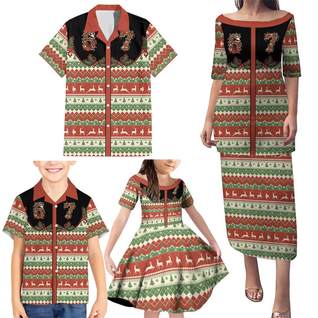 Western Yoke Family Matching Puletasi and Hawaiian Shirt Funny Six Seven Christmas - Wonder Print Shop