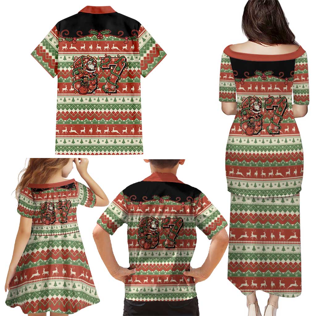 Western Yoke Family Matching Puletasi and Hawaiian Shirt Funny Six Seven Christmas - Wonder Print Shop