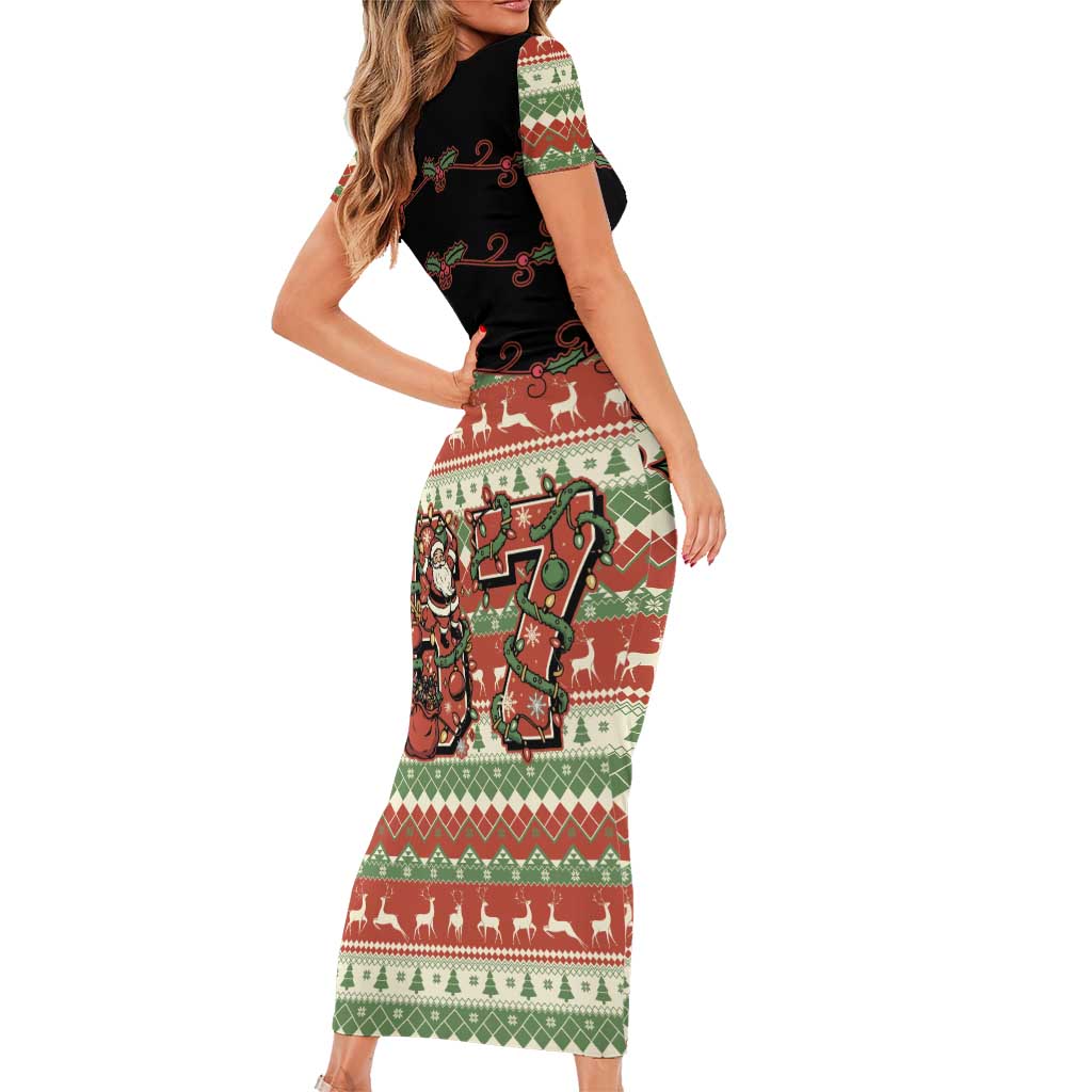 Western Yoke Family Matching Short Sleeve Bodycon Dress and Hawaiian Shirt Funny Six Seven Christmas - Wonder Print Shop