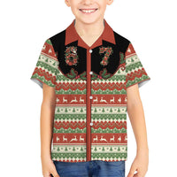 Western Yoke Family Matching Short Sleeve Bodycon Dress and Hawaiian Shirt Funny Six Seven Christmas - Wonder Print Shop