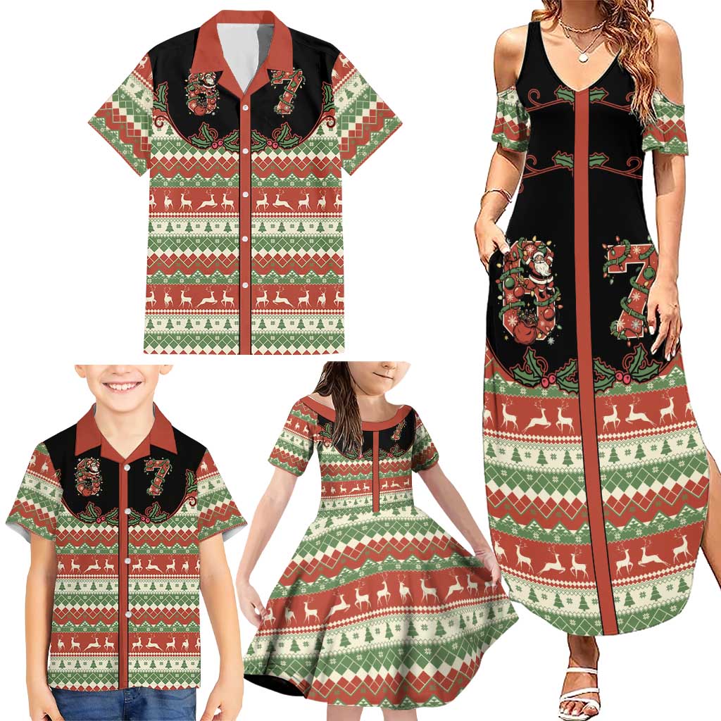 Western Yoke Family Matching Summer Maxi Dress and Hawaiian Shirt Funny Six Seven Christmas - Wonder Print Shop