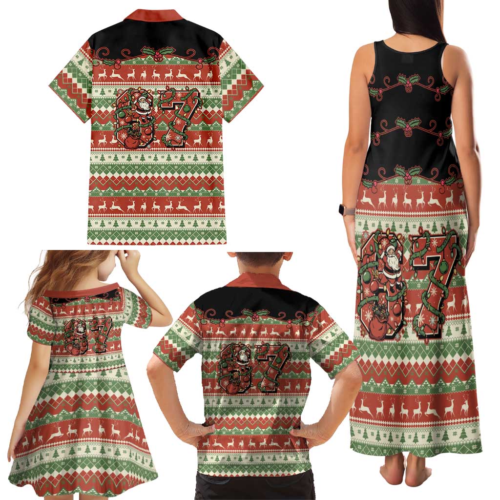 Western Yoke Family Matching Tank Maxi Dress and Hawaiian Shirt Funny Six Seven Christmas - Wonder Print Shop