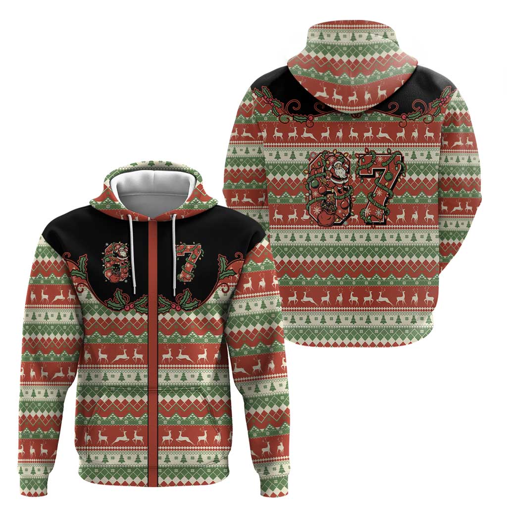 Western Yoke Hoodie Funny Six Seven Christmas - Wonder Print Shop