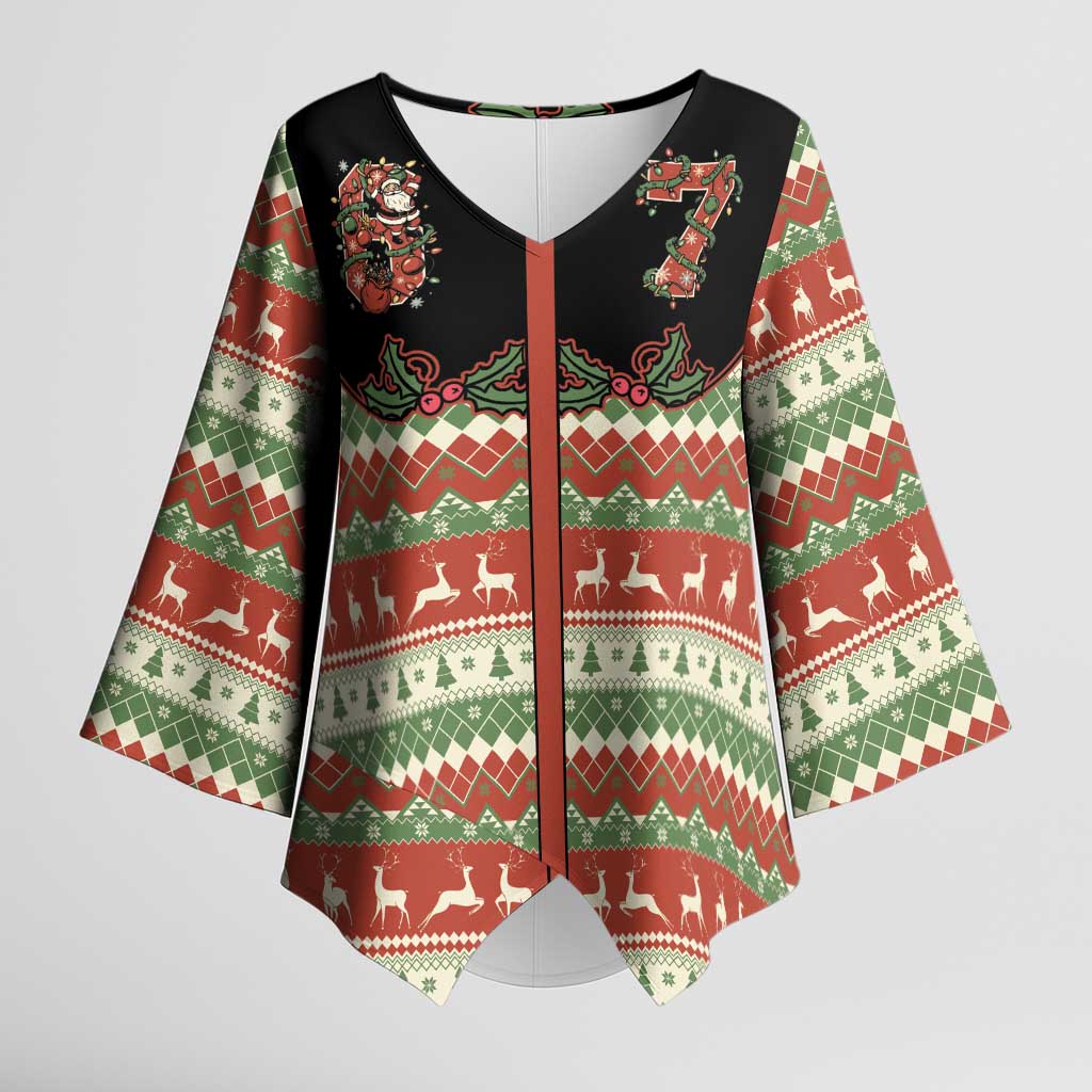 Western Yoke Kimono Sleeve Blouse Funny Six Seven Christmas - Wonder Print Shop