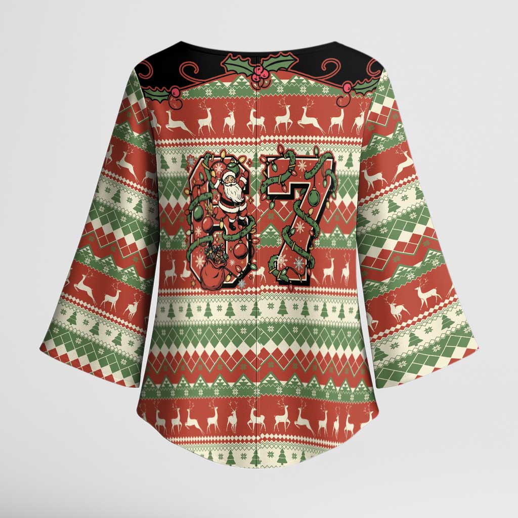 Western Yoke Kimono Sleeve Blouse Funny Six Seven Christmas - Wonder Print Shop