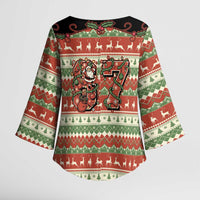 Western Yoke Kimono Sleeve Blouse Funny Six Seven Christmas - Wonder Print Shop