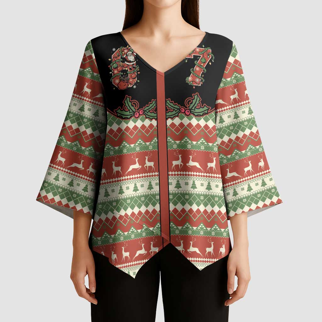 Western Yoke Kimono Sleeve Blouse Funny Six Seven Christmas - Wonder Print Shop