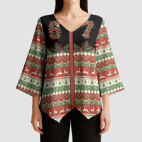 Western Yoke Kimono Sleeve Blouse Funny Six Seven Christmas - Wonder Print Shop
