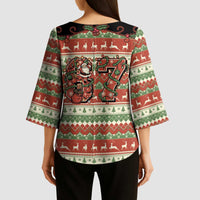 Western Yoke Kimono Sleeve Blouse Funny Six Seven Christmas - Wonder Print Shop