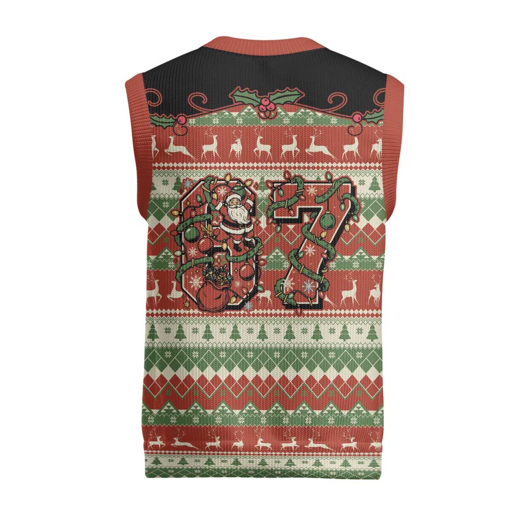 Western Yoke Christmas Knitted V-Neck Vest Six Seven Christmas - Wonder Print Shop