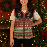 Western Yoke Christmas Knitted V-Neck Vest Six Seven Christmas - Wonder Print Shop