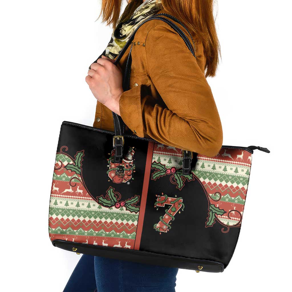 Western Yoke Leather Tote Bag Funny Six Seven Christmas - Wonder Print Shop