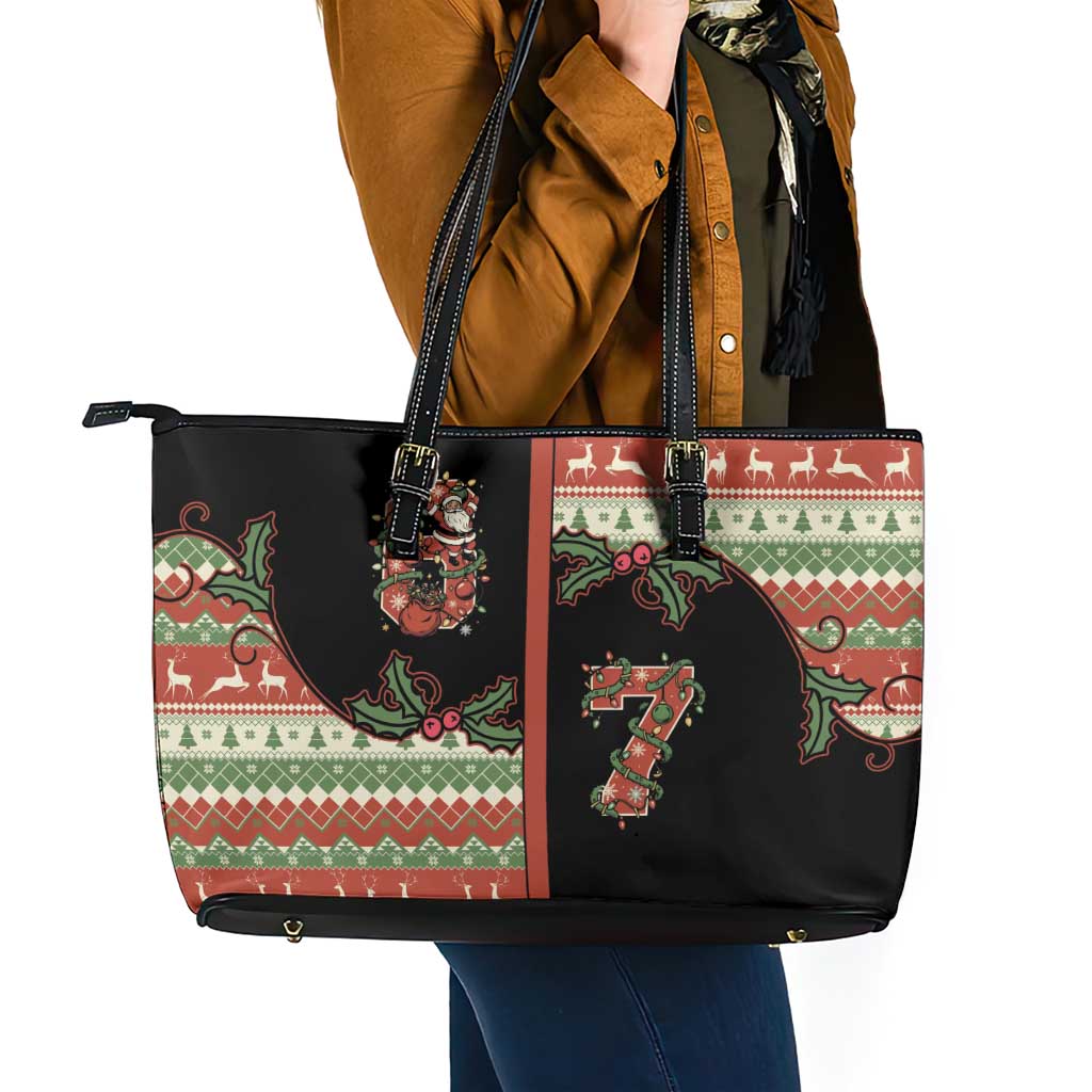 Western Yoke Leather Tote Bag Funny Six Seven Christmas - Wonder Print Shop