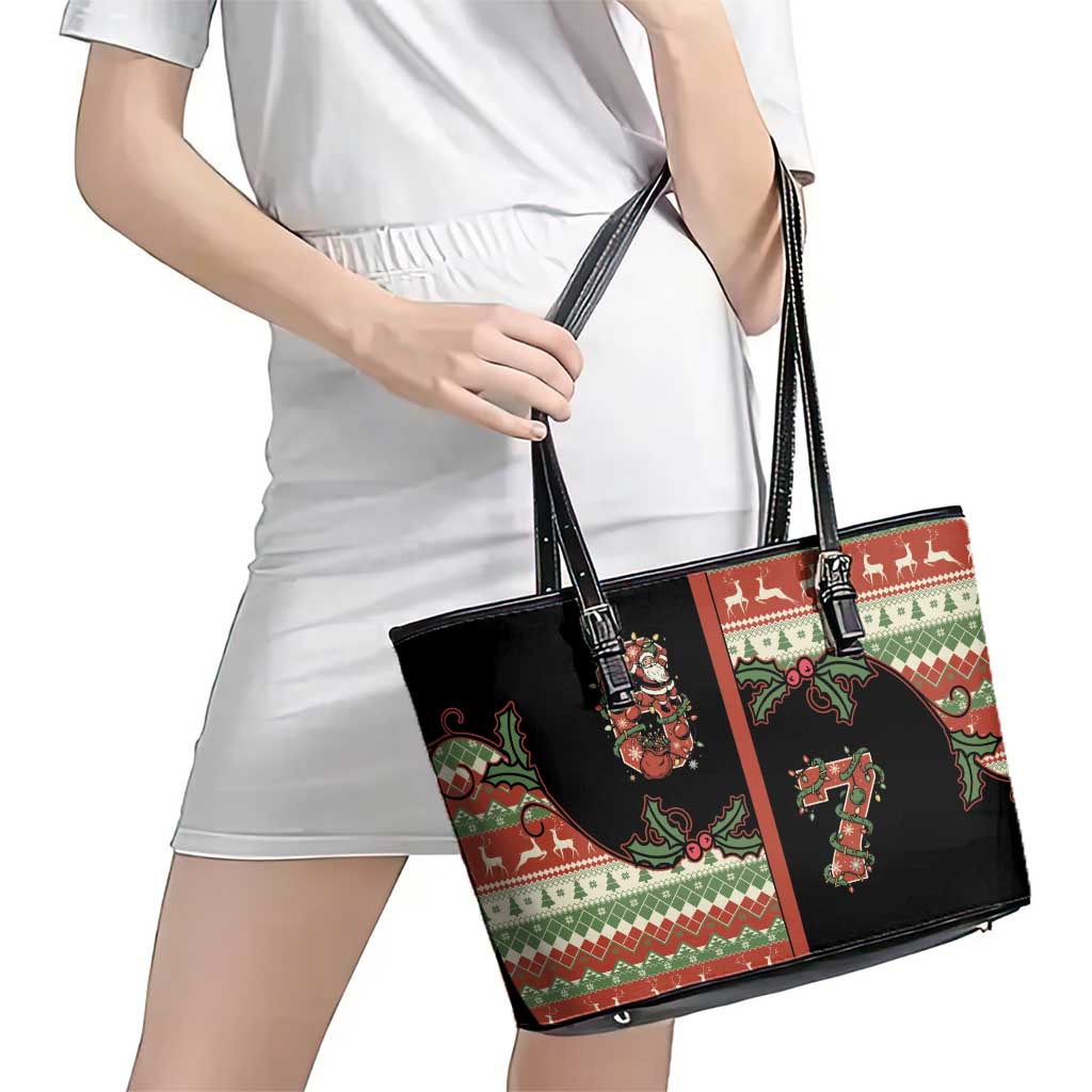 Western Yoke Leather Tote Bag Funny Six Seven Christmas - Wonder Print Shop