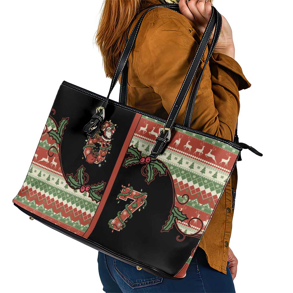Western Yoke Leather Tote Bag Funny Six Seven Christmas - Wonder Print Shop