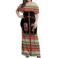 Western Yoke Off Shoulder Maxi Dress Funny Six Seven Christmas - Wonder Print Shop