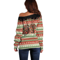 Western Yoke Off Shoulder Sweater Funny Six Seven Christmas - Wonder Print Shop
