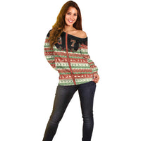 Western Yoke Off Shoulder Sweater Funny Six Seven Christmas - Wonder Print Shop
