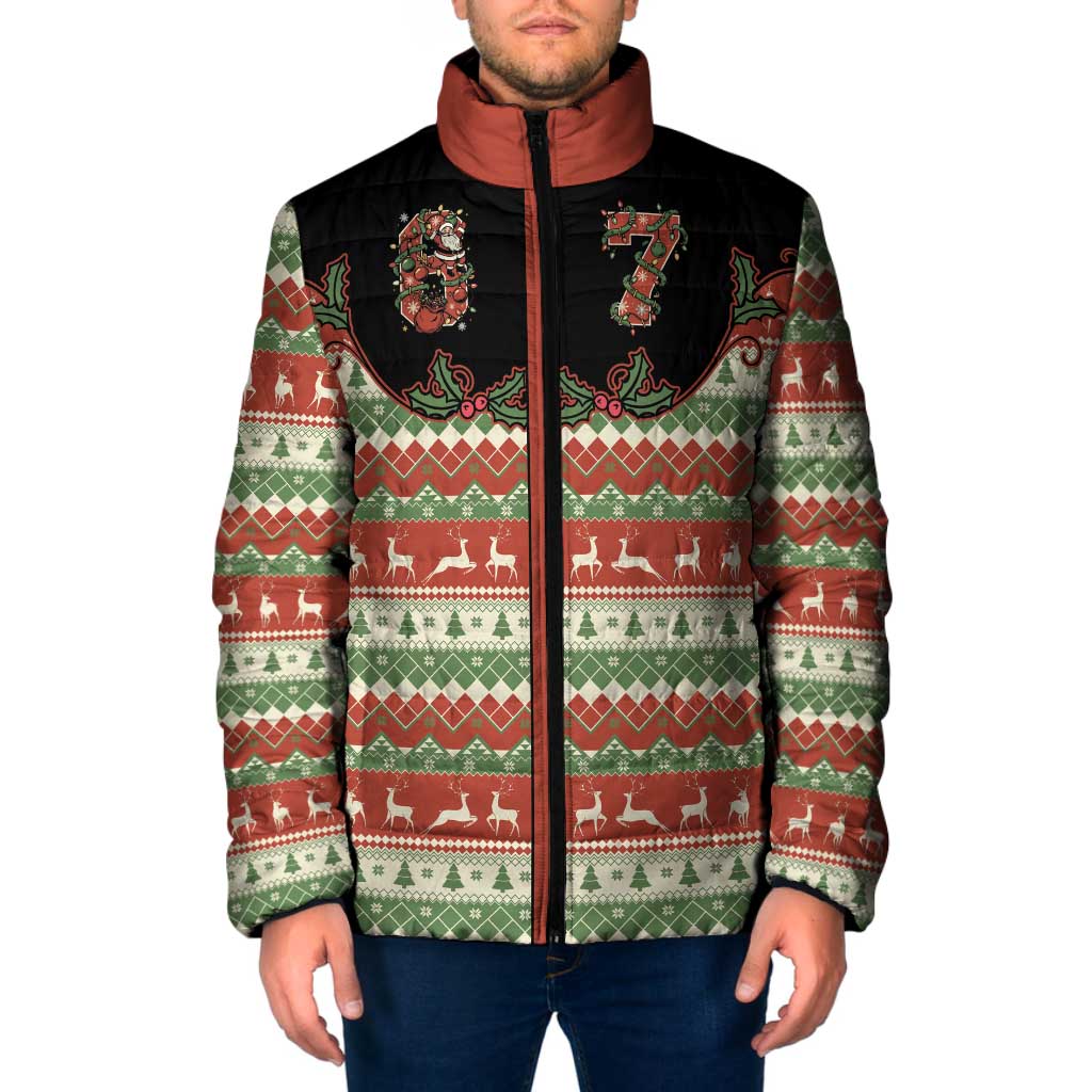 Western Yoke Padded Jacket Funny Six Seven Christmas - Wonder Print Shop
