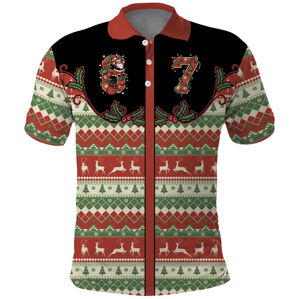 Western Yoke Polo Shirt Funny Six Seven Christmas - Wonder Print Shop