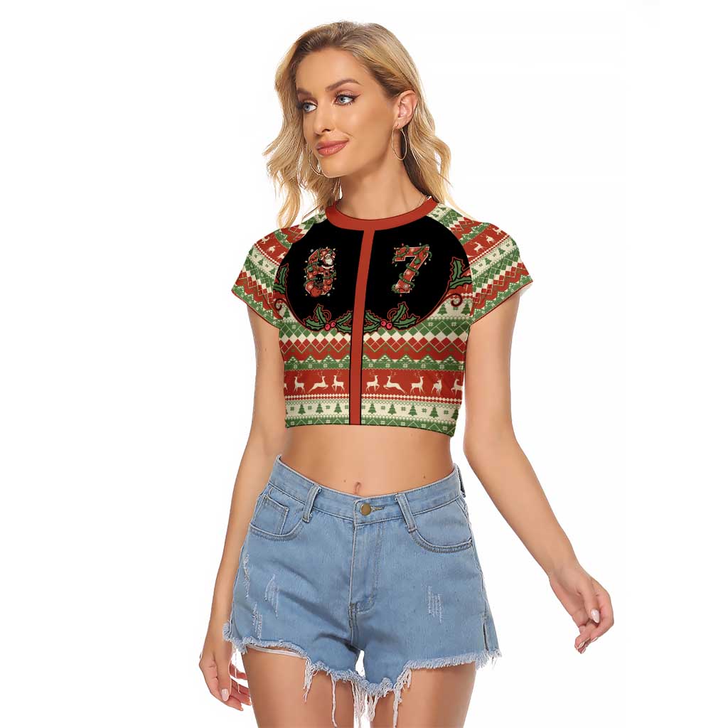 Western Yoke Raglan Cropped T Shirt Funny Six Seven Christmas - Wonder Print Shop