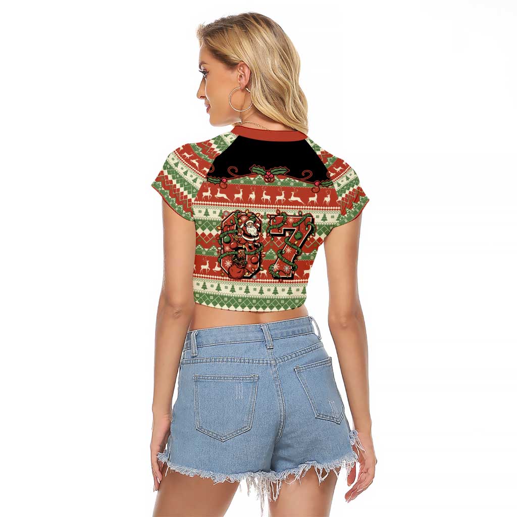 Western Yoke Raglan Cropped T Shirt Funny Six Seven Christmas - Wonder Print Shop