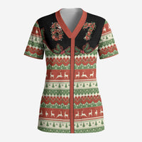 Western Yoke Scrub Top Funny Six Seven Christmas - Wonder Print Shop