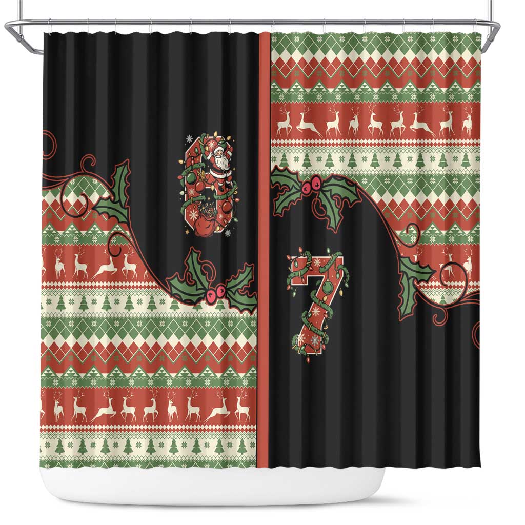 Western Yoke Shower Curtain Funny Six Seven Christmas - Wonder Print Shop