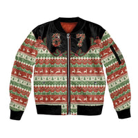 Western Yoke Sleeve Zip Bomber Jacket Funny Six Seven Christmas - Wonder Print Shop