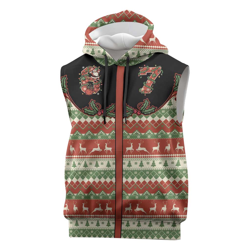 Western Yoke Sleeveless Hoodie Funny Six Seven Christmas - Wonder Print Shop