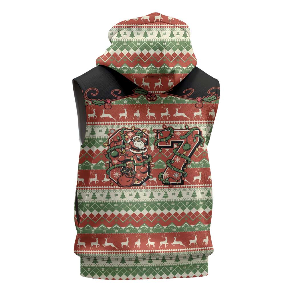 Western Yoke Sleeveless Zip Hoodie Funny Six Seven Christmas - Wonder Print Shop