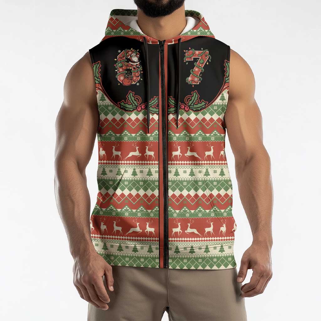 Western Yoke Sleeveless Zip Hoodie Funny Six Seven Christmas - Wonder Print Shop