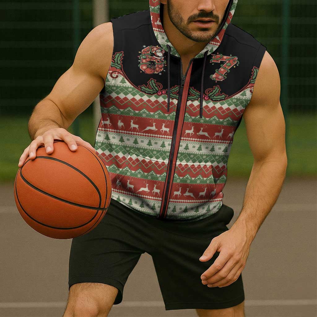 Western Yoke Sleeveless Zip Hoodie Funny Six Seven Christmas - Wonder Print Shop