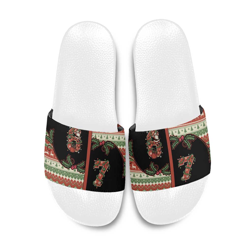 Western Yoke Slide Sandals Funny Six Seven Christmas - Wonder Print Shop