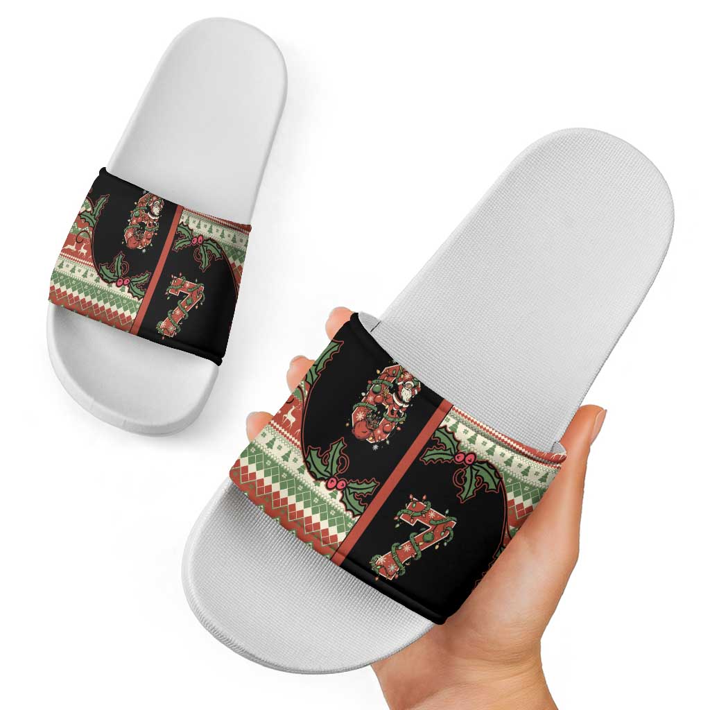 Western Yoke Slide Sandals Funny Six Seven Christmas - Wonder Print Shop