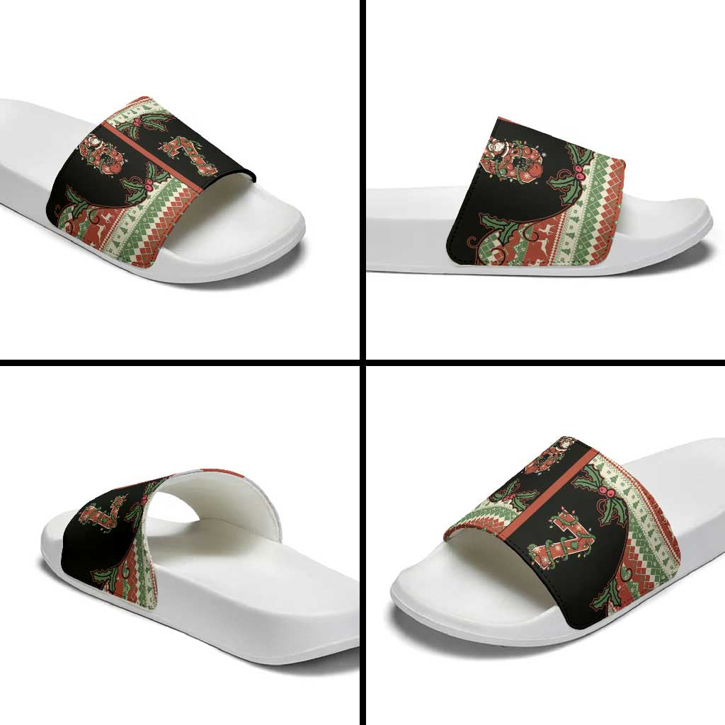 Western Yoke Slide Sandals Funny Six Seven Christmas - Wonder Print Shop
