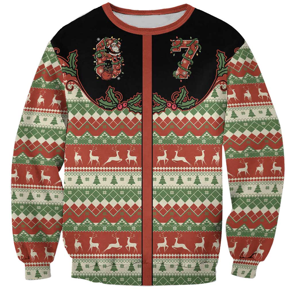 Western Yoke Sweatshirt Funny Six Seven Christmas - Wonder Print Shop